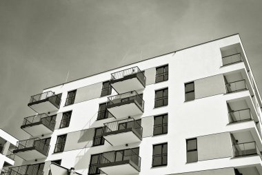 Modern, lüks apartman. Siyah ve beyaz