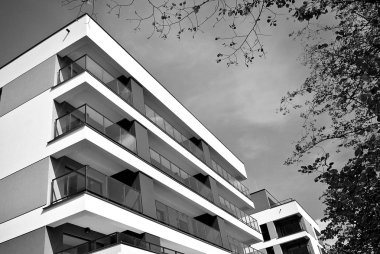 Modern, lüks apartman. Siyah ve beyaz