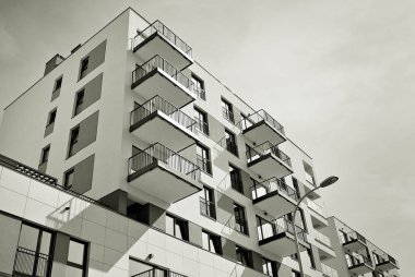 Modern, lüks apartman. Siyah ve beyaz