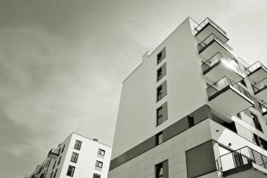 Modern, lüks apartman. Siyah ve beyaz