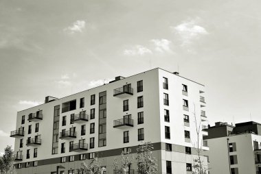 Modern, lüks apartman. Siyah ve beyaz