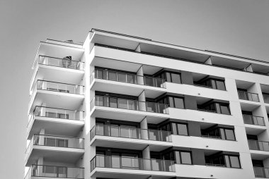 Modern, lüks apartman. Siyah ve beyaz