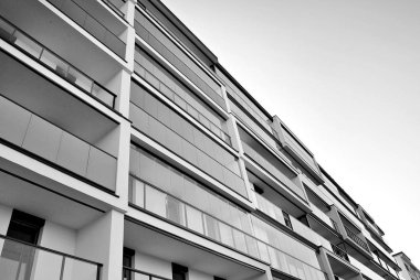 Modern, lüks apartman. Siyah ve beyaz