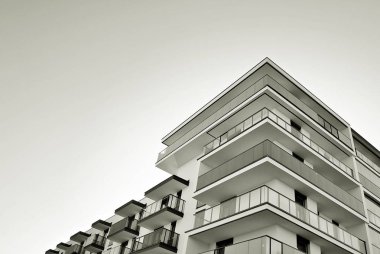 Modern, lüks apartman. Siyah ve beyaz