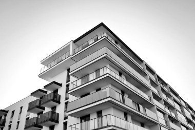 Modern, lüks apartman. Siyah ve beyaz