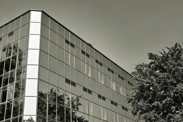Modern bina. Camdan yapılmış modern ofis binası.