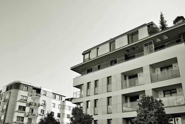 Modern, Luxury Apartment Building. Black and white