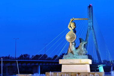 Varşova Mermaid Köprüsü bileşimin Vistula Nehri yakınlarında