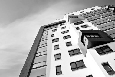 Modern, lüks apartman. Siyah ve beyaz