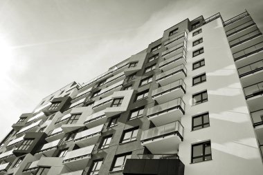 Modern, lüks apartman. Siyah ve beyaz