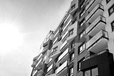 Modern, lüks apartman. Siyah ve beyaz