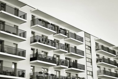 Modern, lüks apartman. Siyah ve beyaz