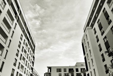 Modern, lüks apartman. Siyah ve beyaz