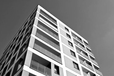 Modern, lüks apartman. Siyah ve beyaz.