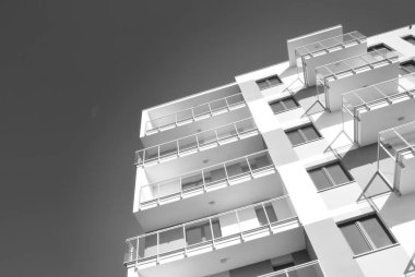 Modern, lüks apartman. Siyah ve beyaz.