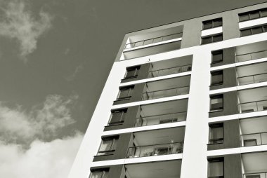 Modern, lüks apartman. Siyah ve beyaz.