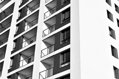 Modern, lüks apartman. Siyah ve beyaz.