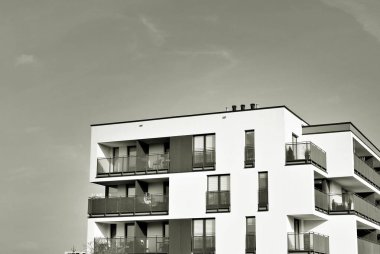 Modern apartman binası. siyah ve beyaz.