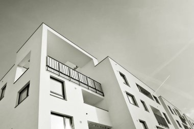 Modern apartman binası. siyah ve beyaz.