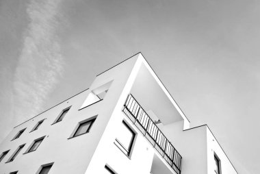 Modern apartman binası. siyah ve beyaz.