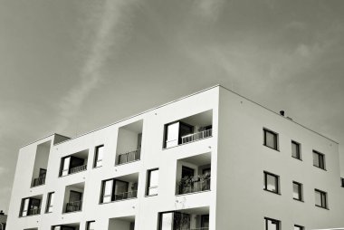 Modern apartman binası. siyah ve beyaz.
