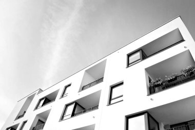 Modern apartman binası. siyah ve beyaz.