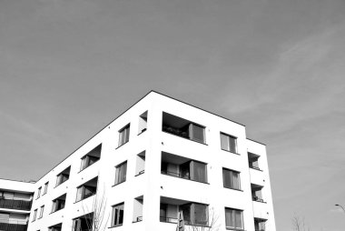 Modern apartman binası. siyah ve beyaz.
