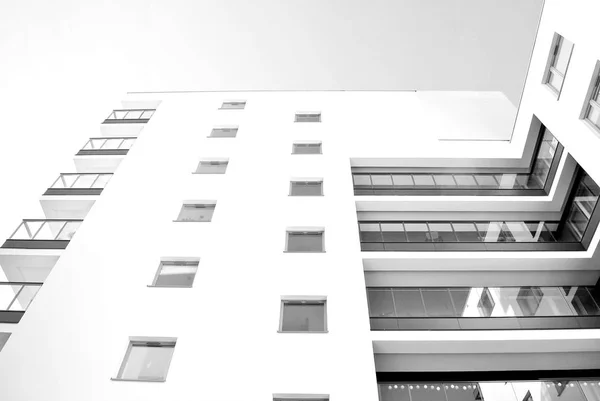 Modern Apartment Buildings Sunny Day Blue Sky Facade Modern Apartment — Stock Photo, Image