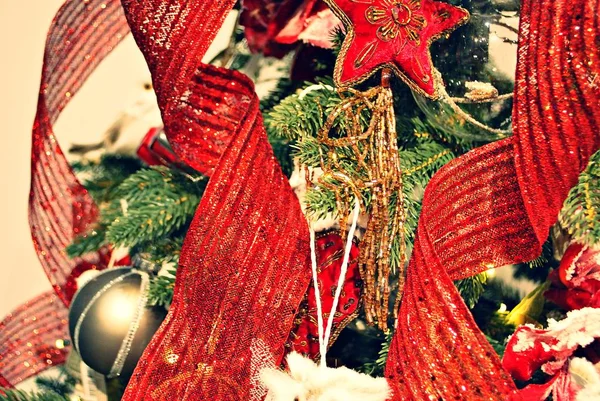 Рождественское Украшение Фона Эффект Ретро Фильтра — стоковое фото