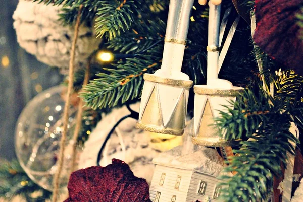 Christmas Decoration Background Retro Filter Effect — Stock Photo, Image