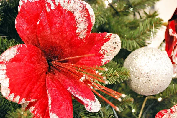 Albero Natale Regali Sfondo Natalizio Con Decorazioni — Foto Stock