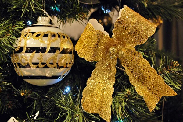 Albero Natale Regali Sfondo Natalizio Con Decorazioni — Foto Stock