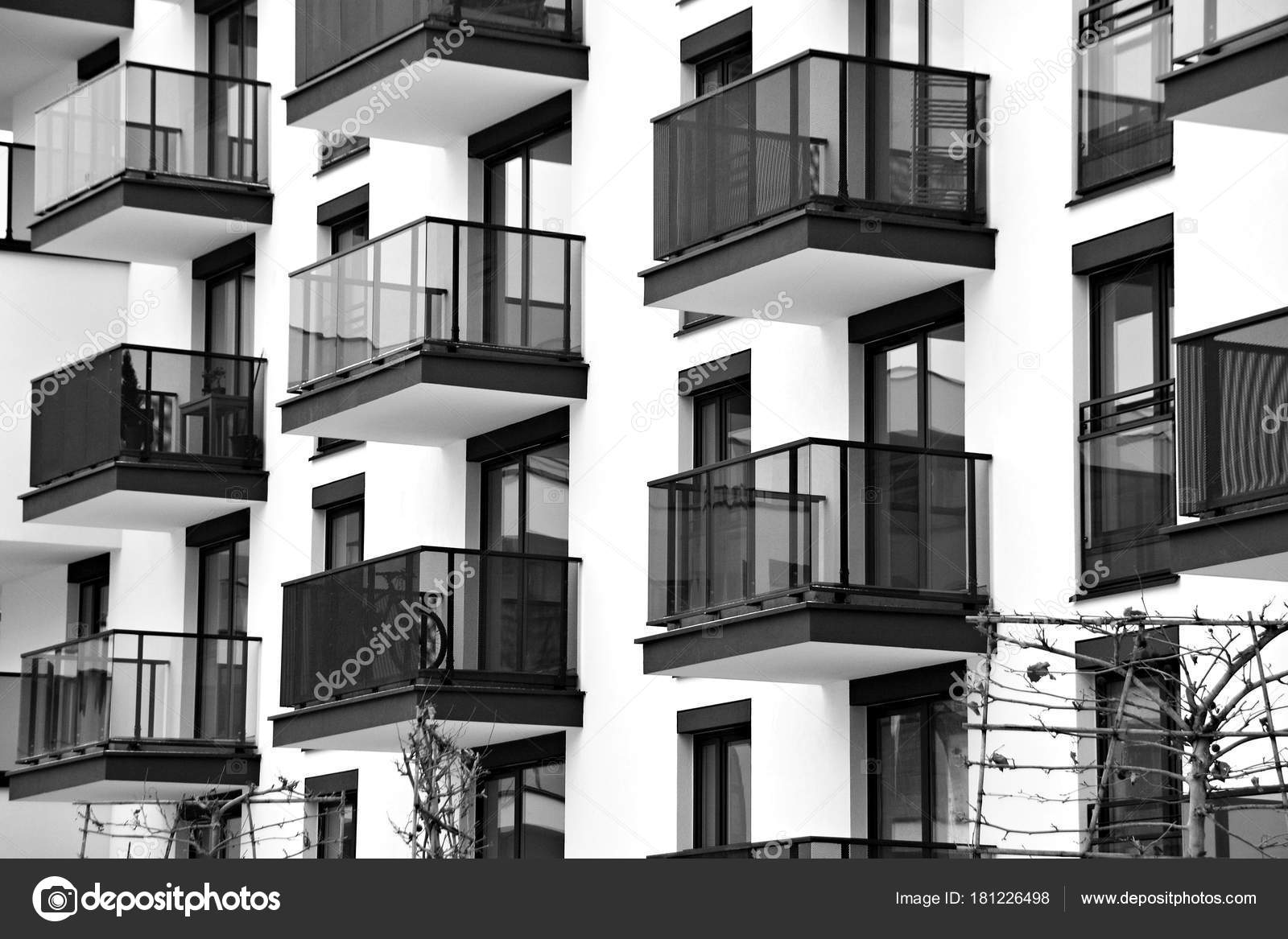 Modern Apartment Buildings Facade Modern Apartment Building Black White