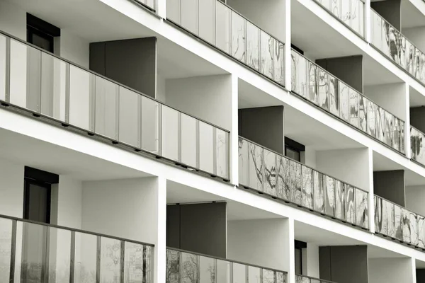 Modern Apartment Buildings Facade Modern Apartment Building Black White — Stock Photo, Image