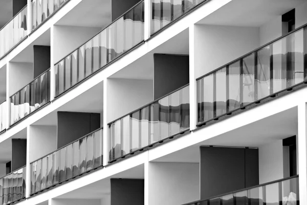 Modern Apartment Buildings Facade Modern Apartment Building Black White — Stock Photo, Image