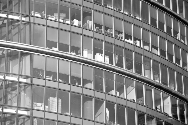 Modern office building. Architectural details of modern  building. Black and white.