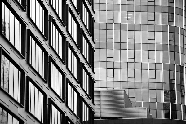 Modern Office Building Architectural Details Modern Building Black White — Stock Photo, Image