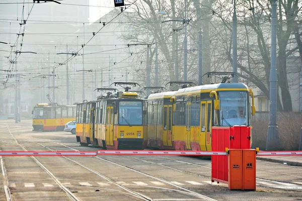 Varsavia Polonia Febbraio 2018 Tram Molto Utile Trasporto Pubblico Varsavia — Foto Stock