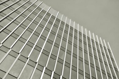 Ofis Binası. İşletme binası. Binanın dış. Siyah ve beyaz.