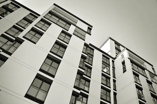 Facade Modern Apartment Building Black White — Stock Photo, Image