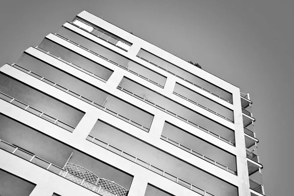 Facade Modern Apartment Building Black White — Stock Photo, Image