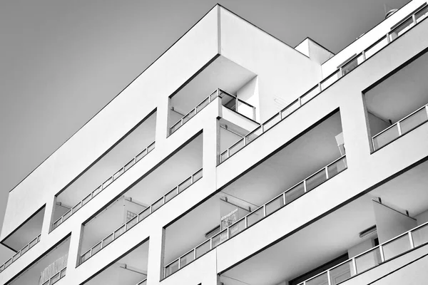 Facade Modern Apartment Building Black White — Stock Photo, Image