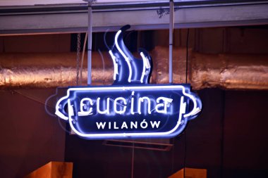 Varşova, Polonya. 10 Şubat 2018. Şirket tabela Cucina Wilanow