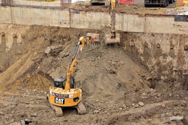 Varşova, Polonya. 16 Şubat 2018.Construction Varso yer ofis binası