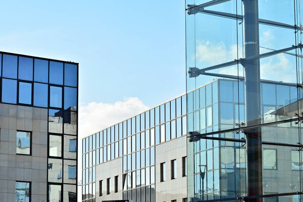 Glass walls of a office building - business background