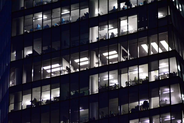 Ventana Del Edificio Varios Pisos Iluminación Oficinas Vidrio Acero —  Fotos de Stock