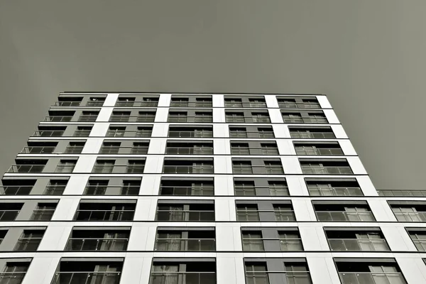 Деталь Нового Сучасного Житлового Будинку Чорно Білий — стокове фото