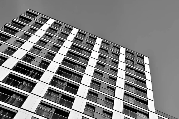 Detalle Nuevo Edificio Apartamentos Moderno Blanco Negro — Foto de Stock