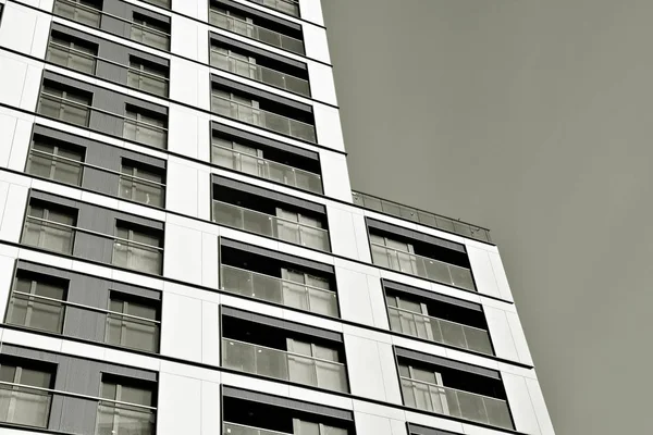 Detalhe Novo Edifício Apartamentos Moderno Preto Branco — Fotografia de Stock