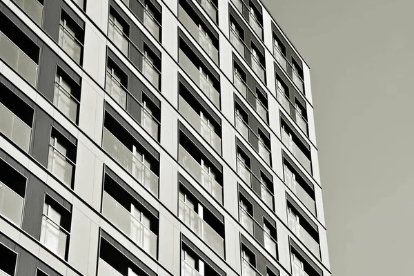 Detalhe Novo Edifício Apartamentos Moderno Preto Branco — Fotografia de Stock